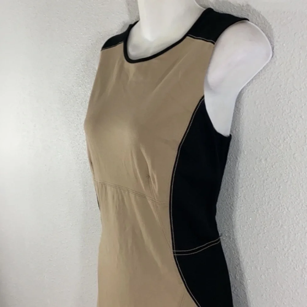Ann Taylor tan black sleeveless flare dress W27